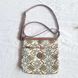 Relic Brown Trim Colorful Mandala Crossbody Bag/ Purse